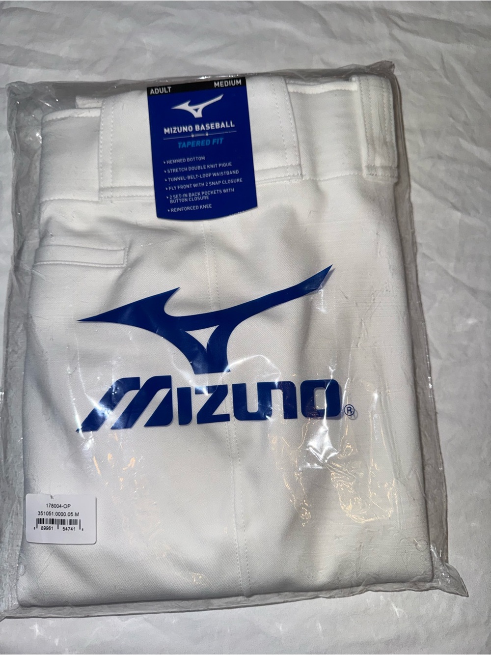 Mizuno White Baseball Pants with Blue Logo